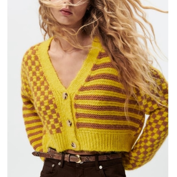 Zara Sweaters Zara Combination Jacquard Knit Cardigan Poshmark